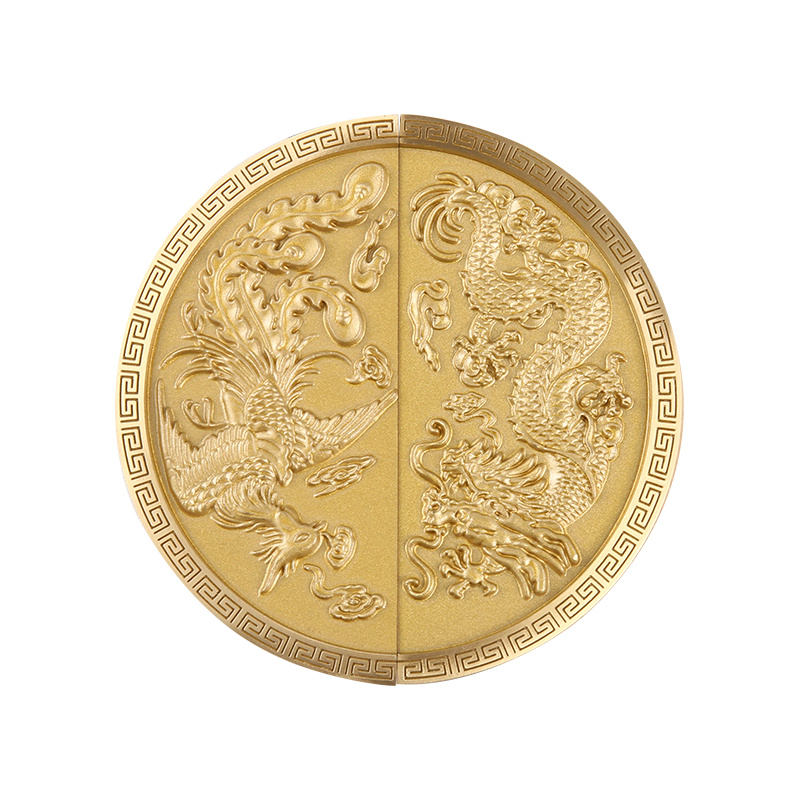 Dragon și Phoenix-2 Brass Chinese Dragon și Phoenix Cabinet Warderrobe
